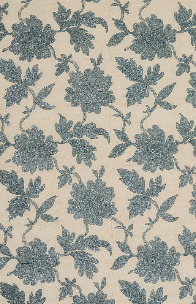 Moon Garden Embroidery Fabric in Blue