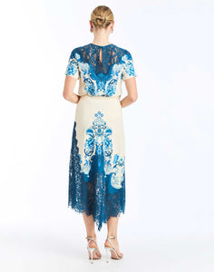 Gracie Lace Midi Skirt in Grotto Flourish