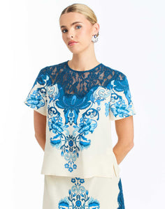 Morgan Lace Top in Grotto Flourish