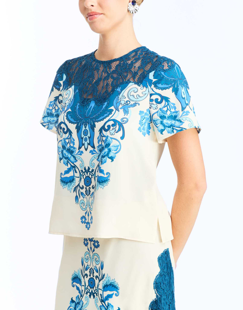 Morgan Lace Top in Grotto Flourish