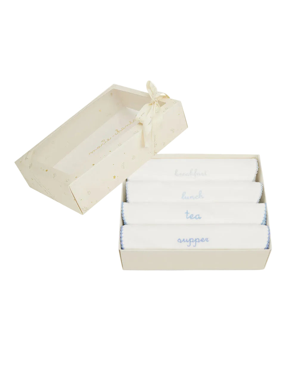 Morning Till Night Bib Set in White & Blue
