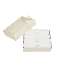 Morning Till Night Bib Set in White & Blue
