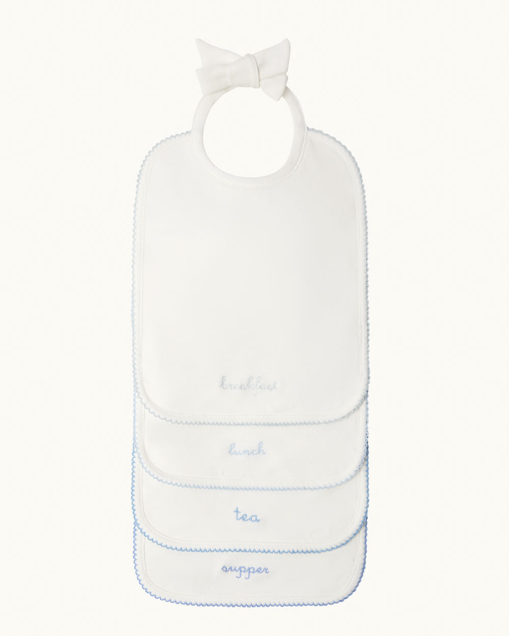 Morning Till Night Bib Set in White & Blue