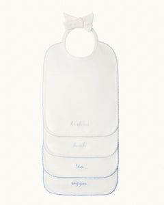 Morning Till Night Bib Set in White & Blue