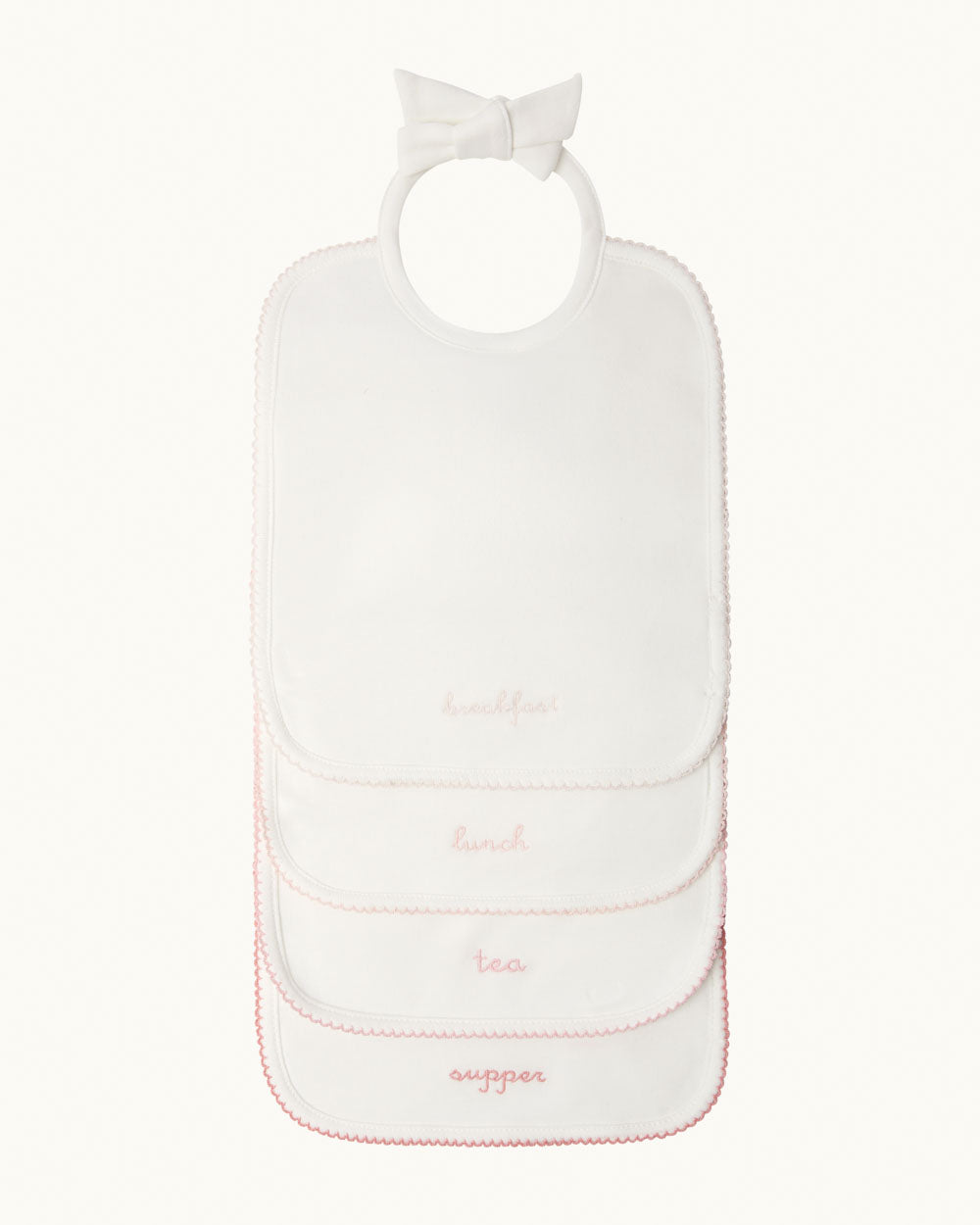 Morning Till Night Bib Set in White & Pink