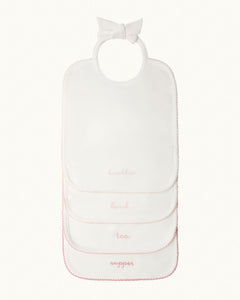 Morning Till Night Bib Set in White & Pink