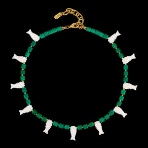 Mother Of Pearl Charm Fish Necklace