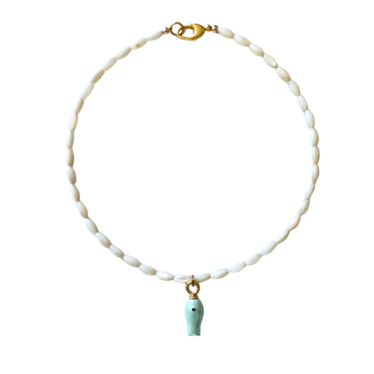 Mother of Pearl Beaded Fish Necklace