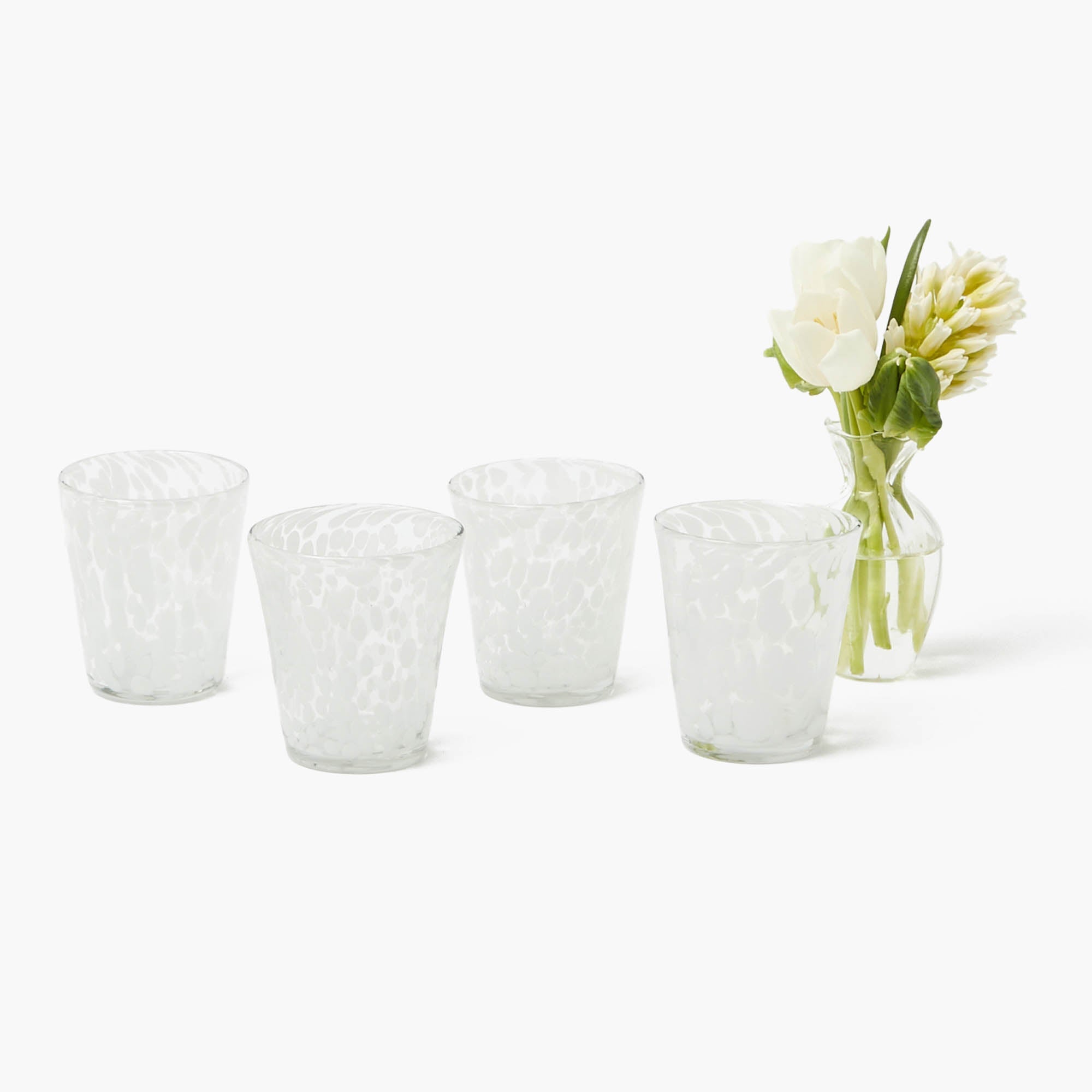 Dappled White Water Glasses (Set of 4)