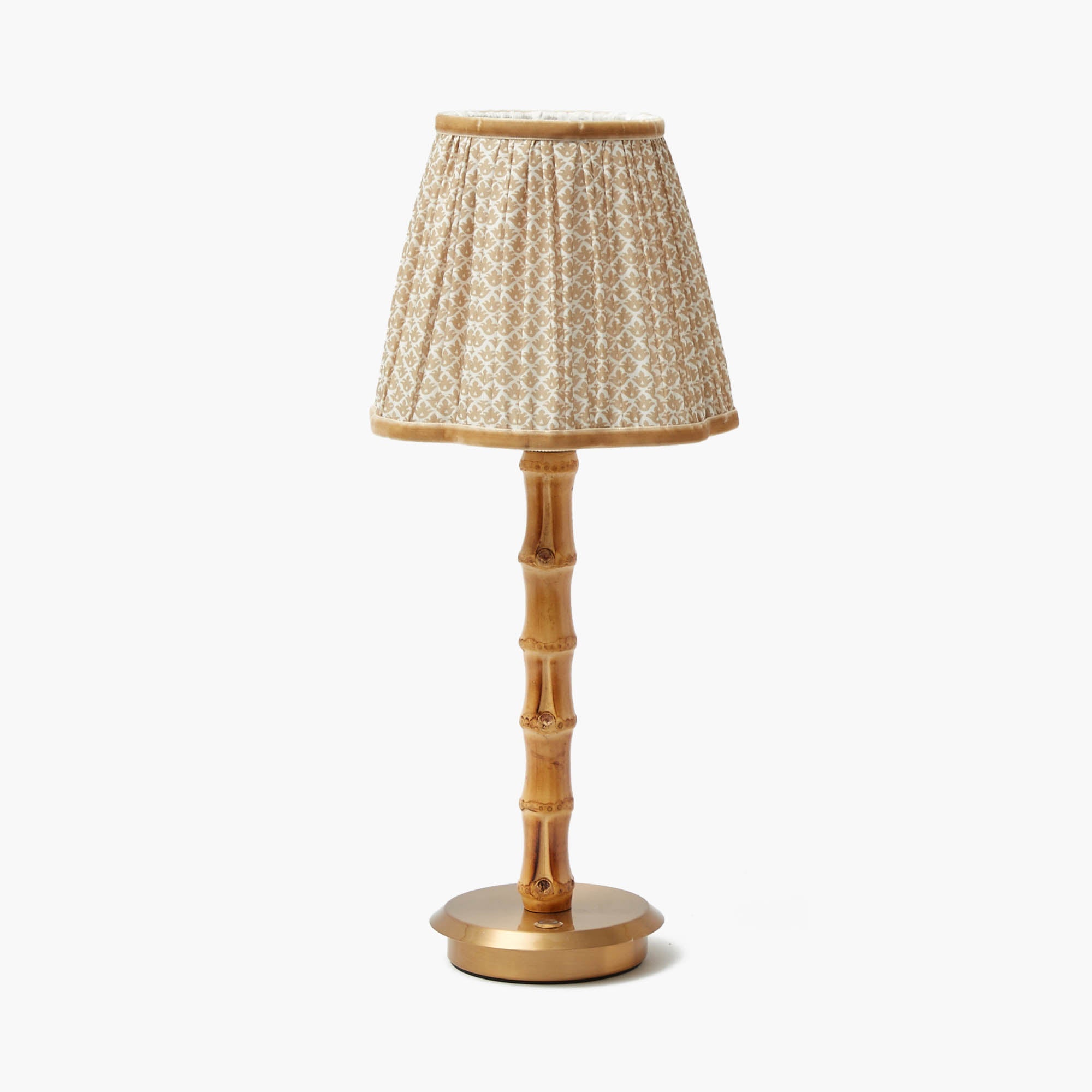 Bamboo Lamp with Putty Lotus Shade