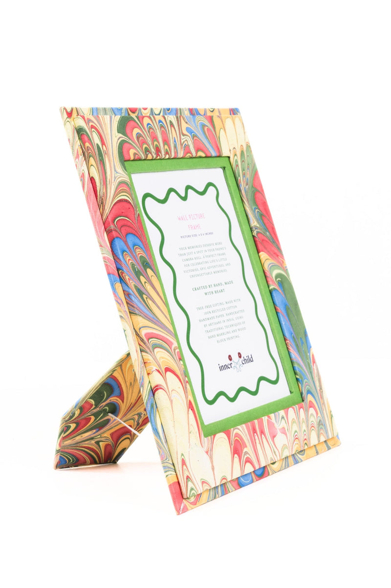 Hand-Marbled Picture Frame 4x6 in Multicolor