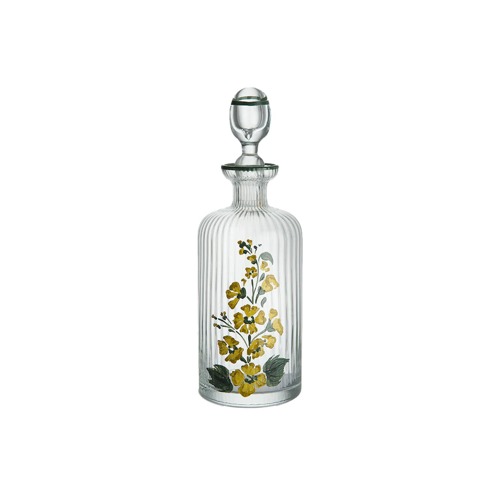 Murano Hand-Painted Oil Bottle in Yellow Floral