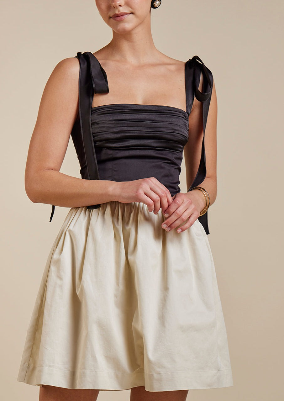 Elin Mini Dress in Black & Ivory