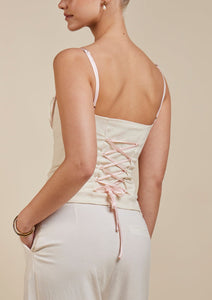 Sofie Bustier in Ivory & Pink