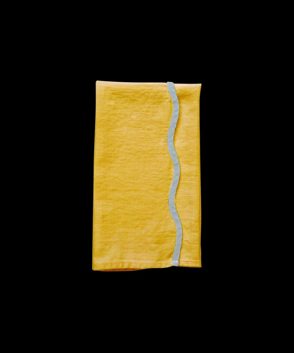Scallop Linen Napkins in Mustard, Set Of 4