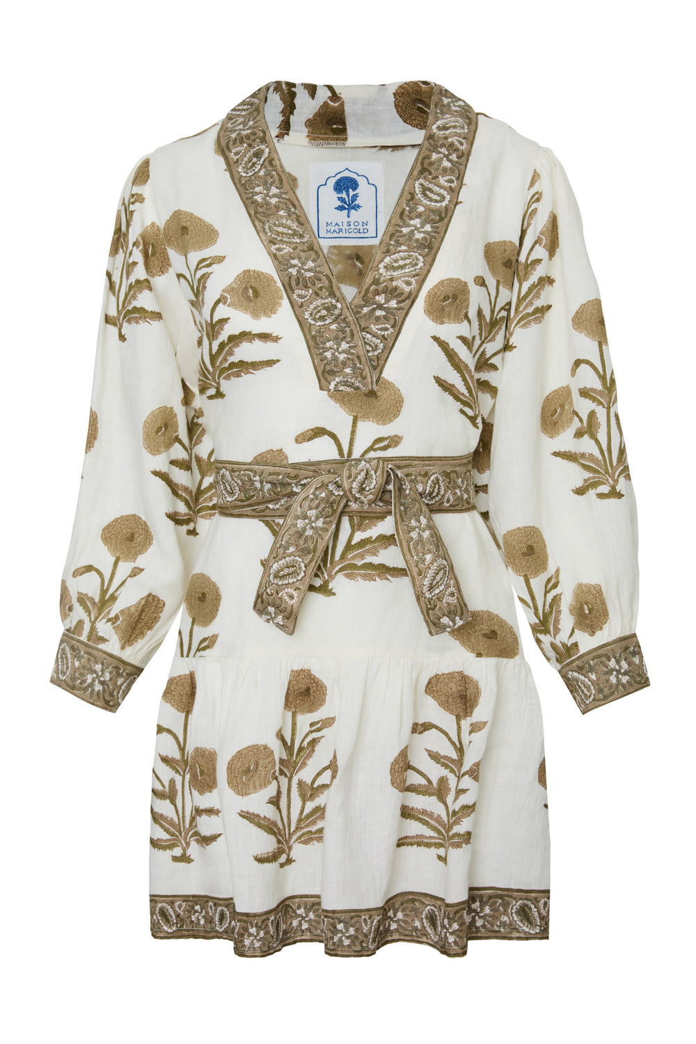 Mykonos Mini Dress in Khaki Flower