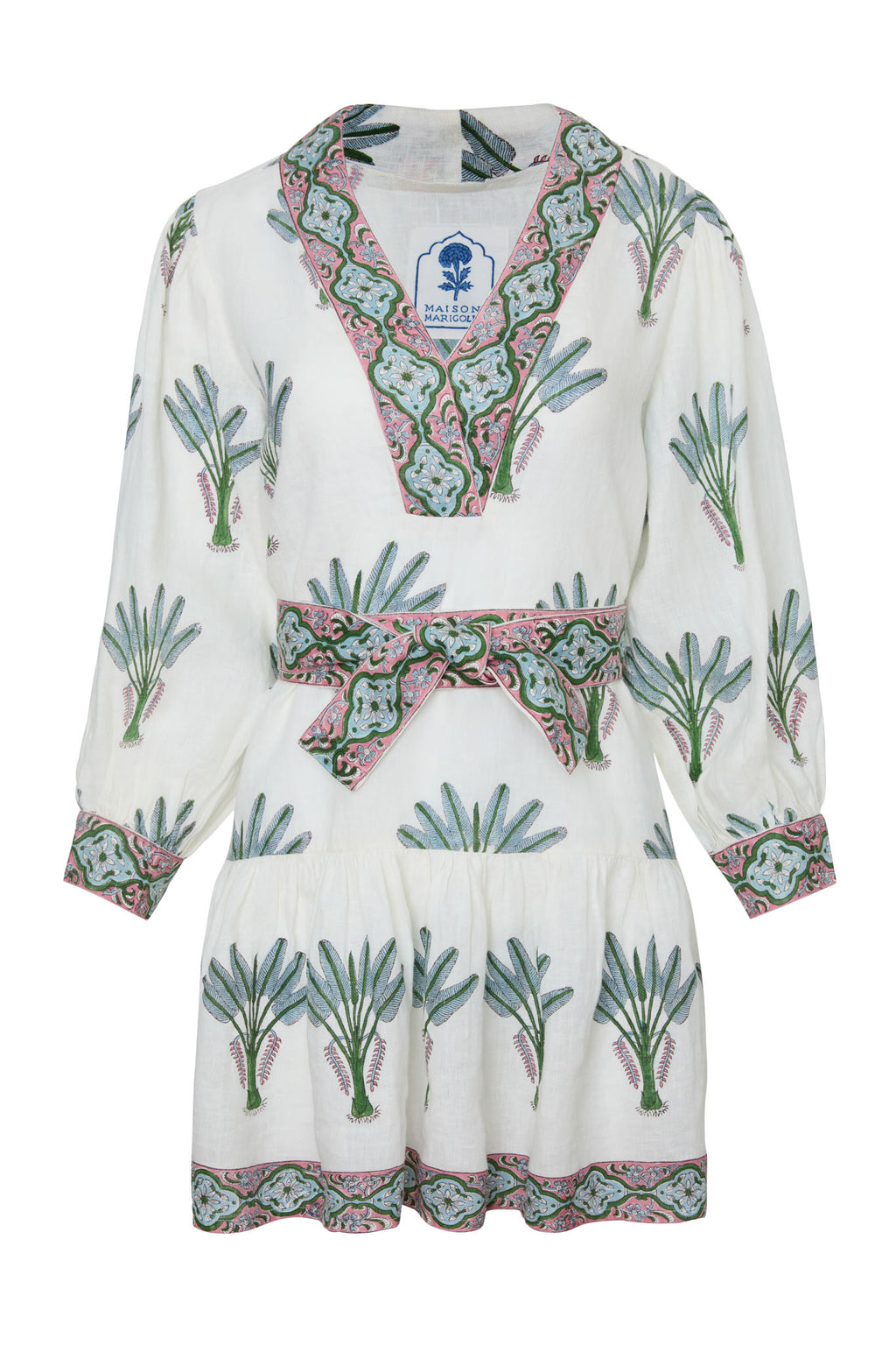 Mykonos Mini Dress in Blue Palm