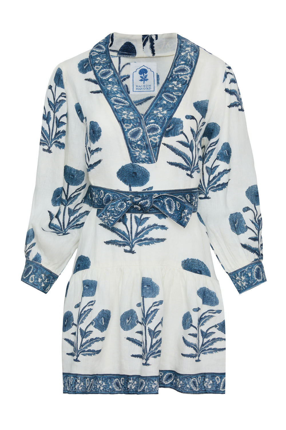 Mykonos Mini Dress in Indigo Flower