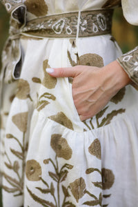 Mykonos Mini Dress in Khaki Flower