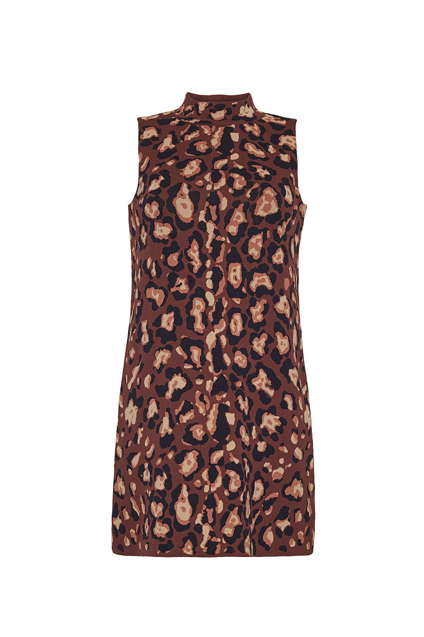 Myrtle Dress in Painted Animal Brown