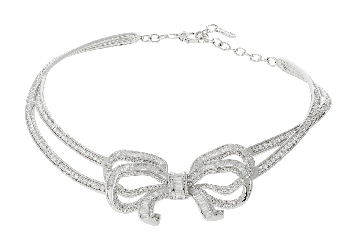 Bow Double Pave Band Necklace