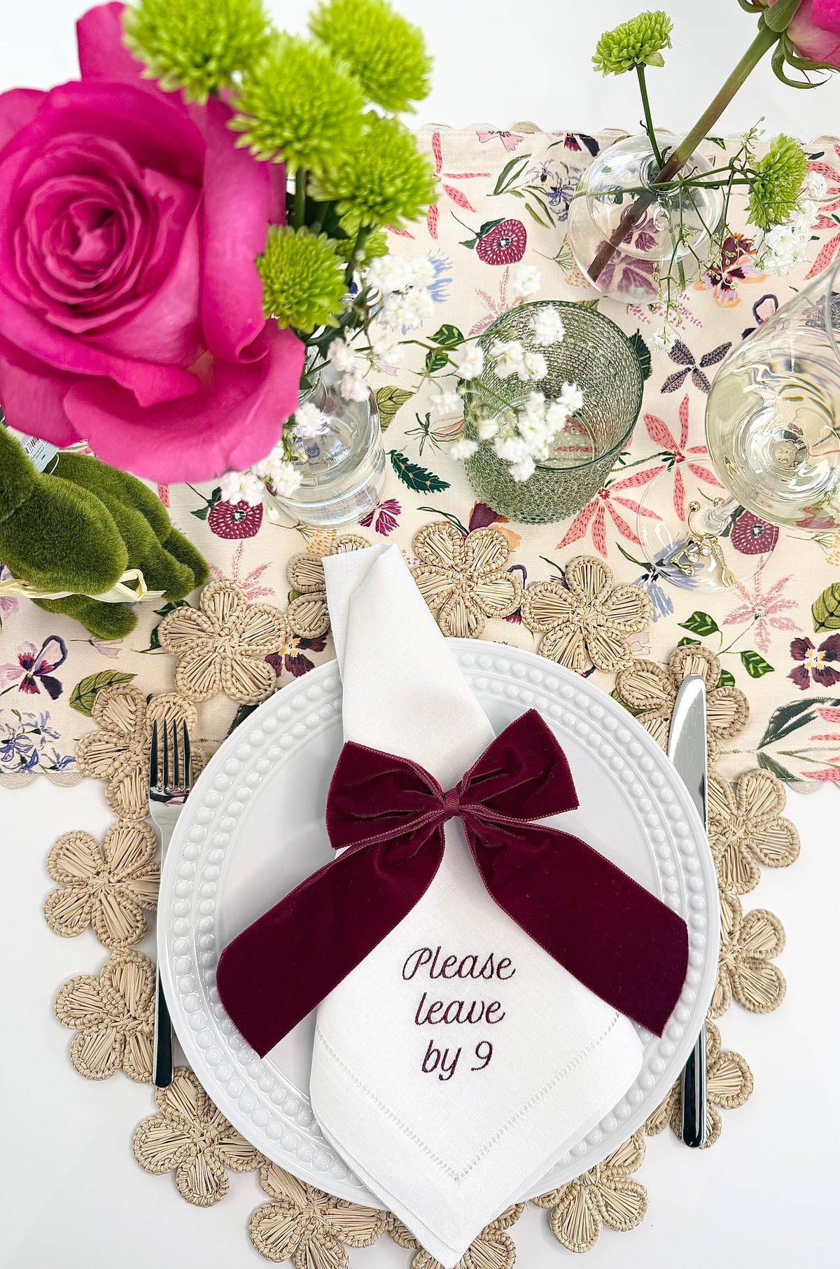 Please Leave by 9 Dinner Napkins, Set of 12