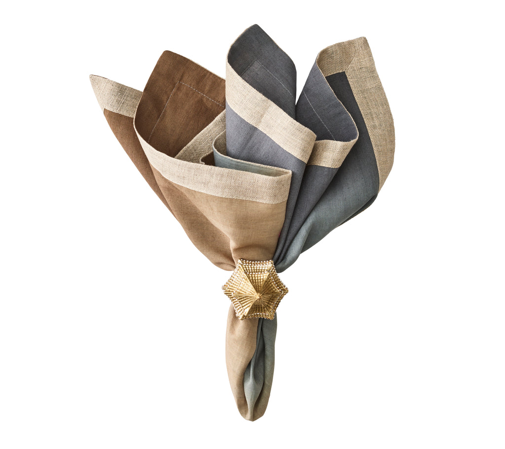 Dip Dye Napkin in Beige, Taupe & Gray, Set of 4