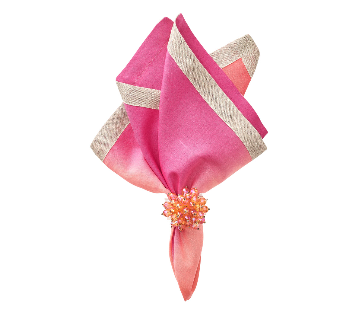 Dip Dye Napkin in Fuchsia & Orange, Set of 4
