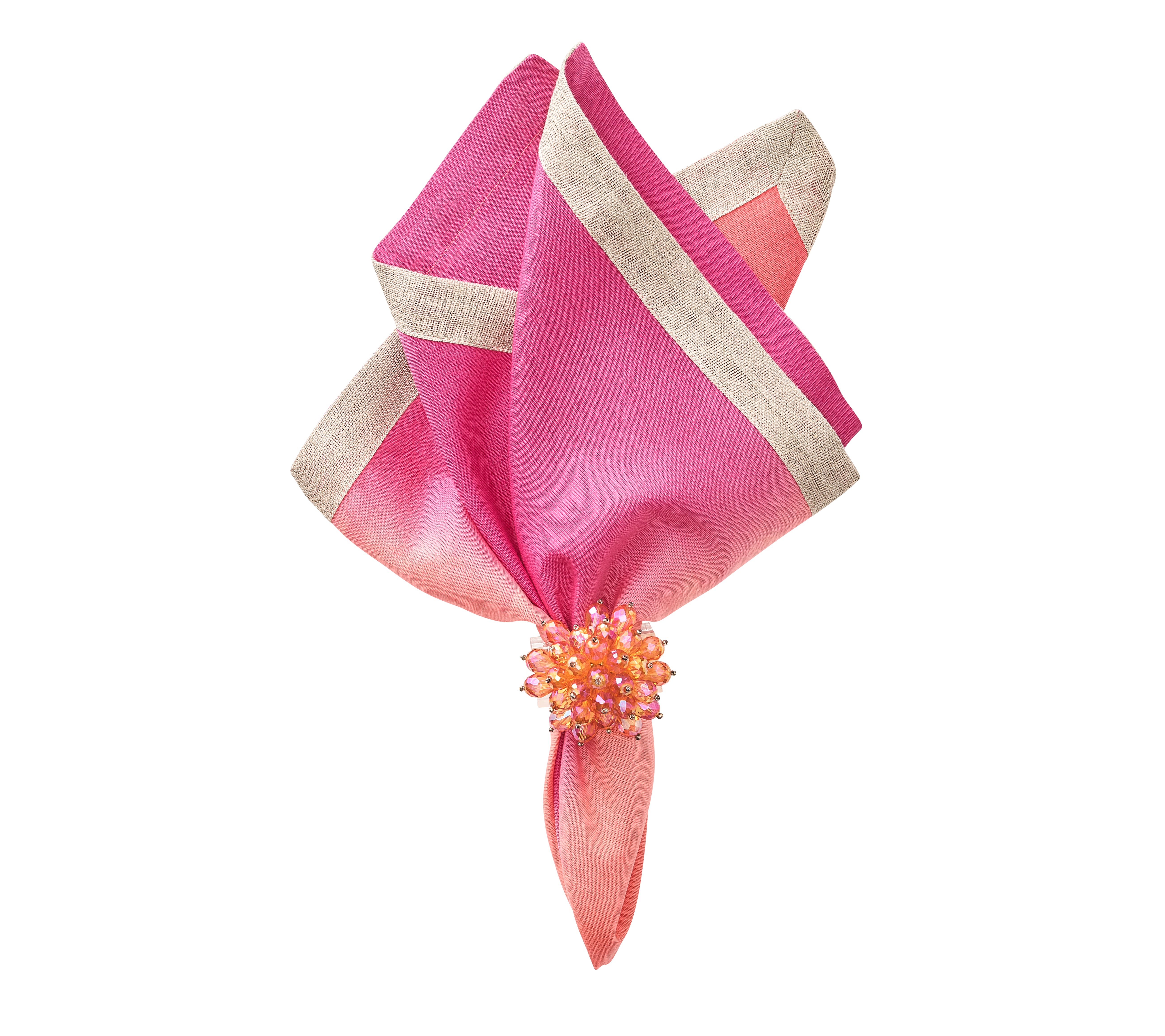Dip Dye Napkin in Fuchsia & Orange, Set of 4