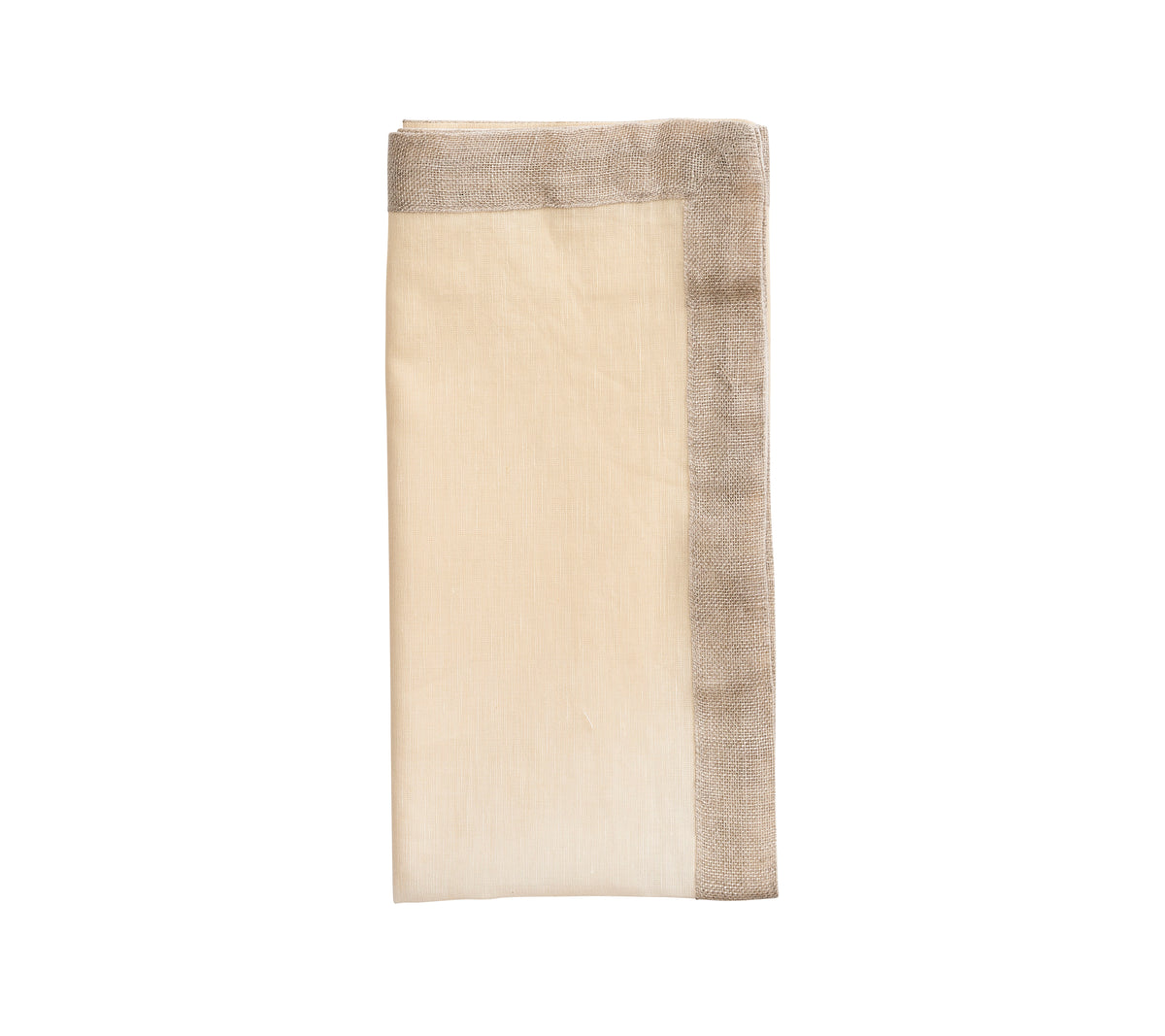 Close-up view of Dip Dye Napkin set of 4 in white and beige showcasing ombré gradation and metallic foil border