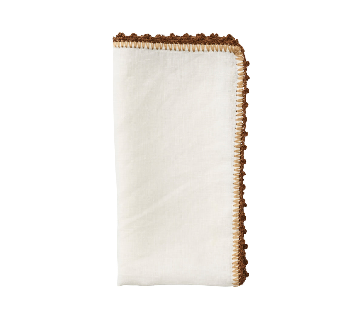 Knotted Edge Napkin in White, Natural & Brown, Set of 4