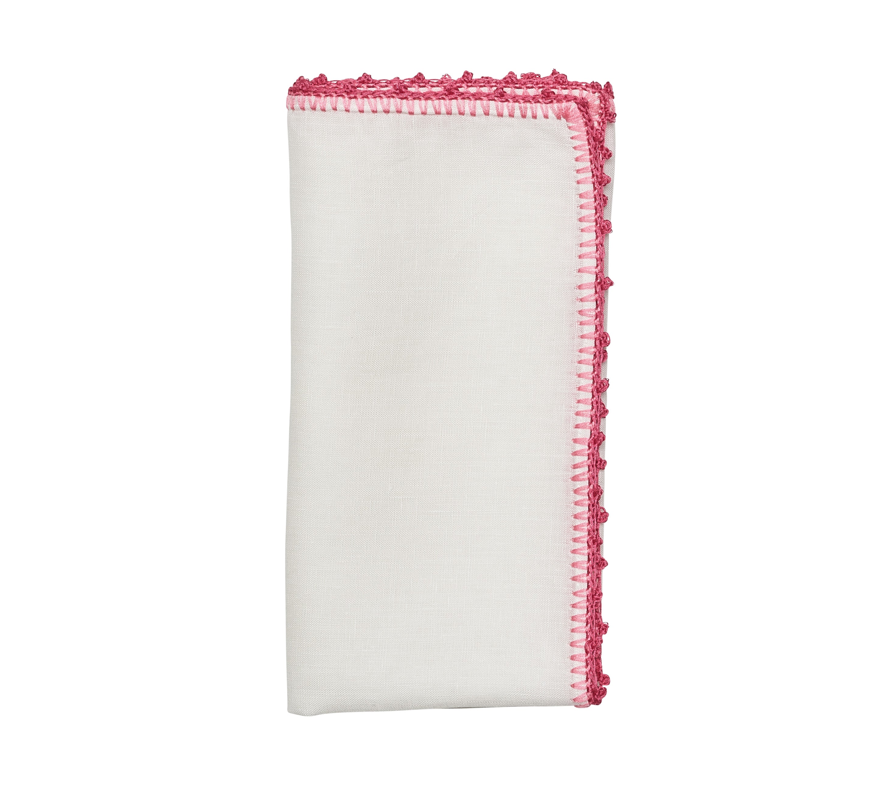Knotted Edge Napkin in White, Pink & Blush, Set of 4