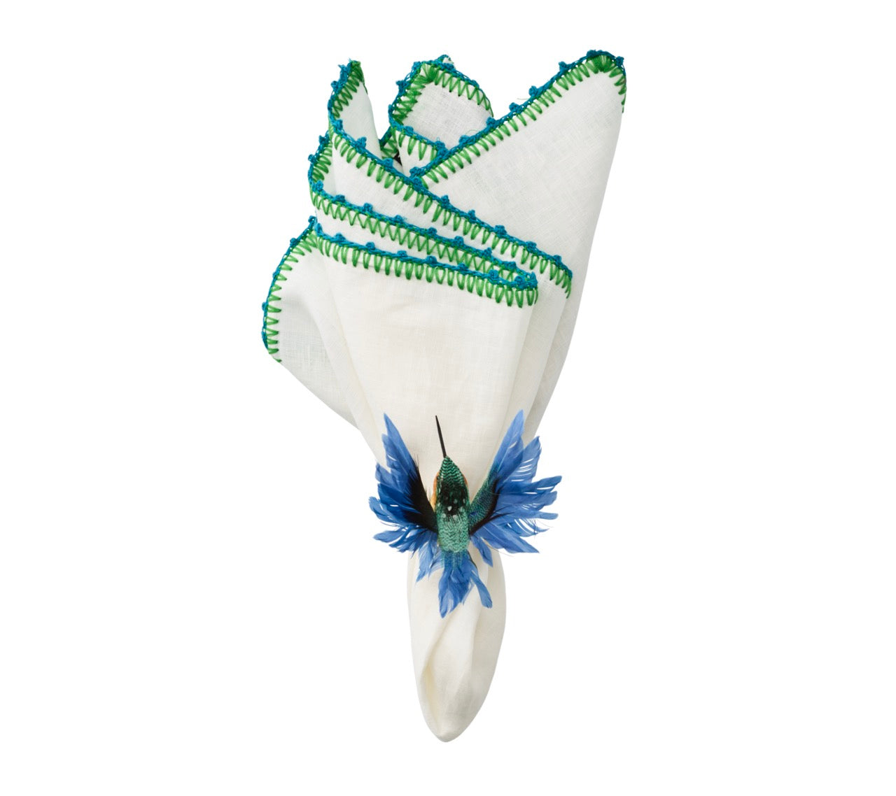 Humm Napkin Ring in Blue & Green, Set of 4