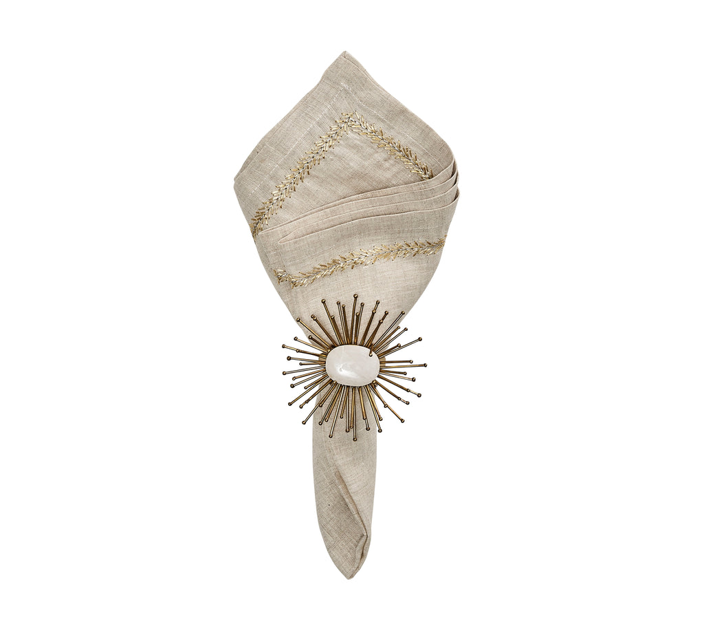 Jardin Napkin in Natural, Gold & Silver, Set of 4