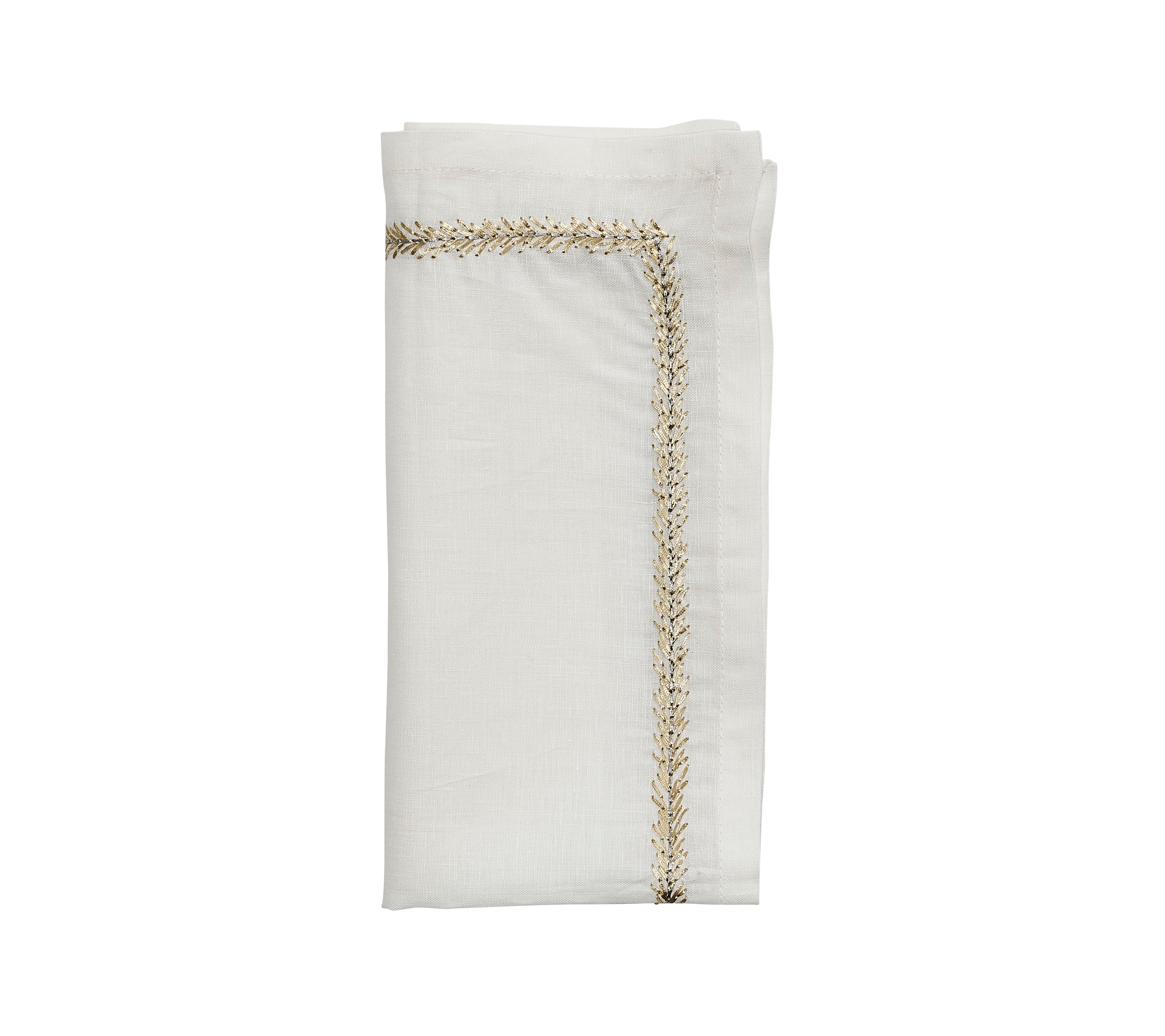 Jardin Napkin in White, Gold & Silver, Set of 4