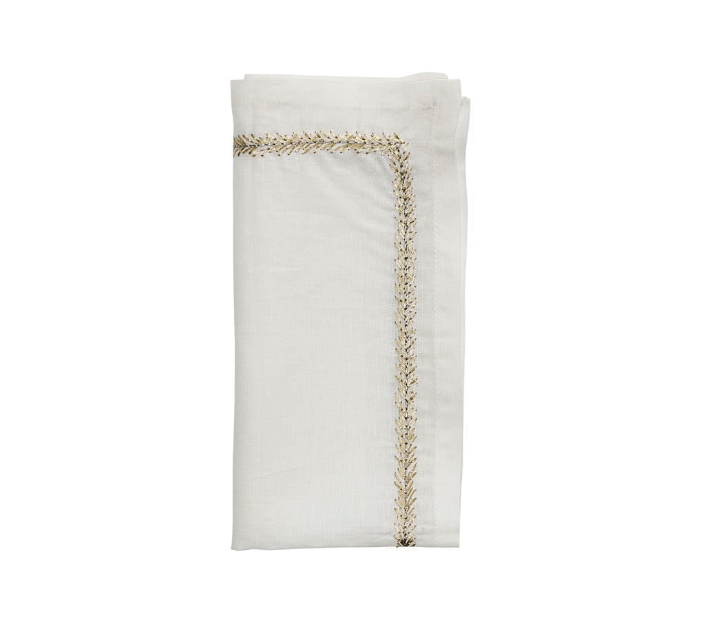 Jardin Napkin in White, Gold & Silver, Set of 4