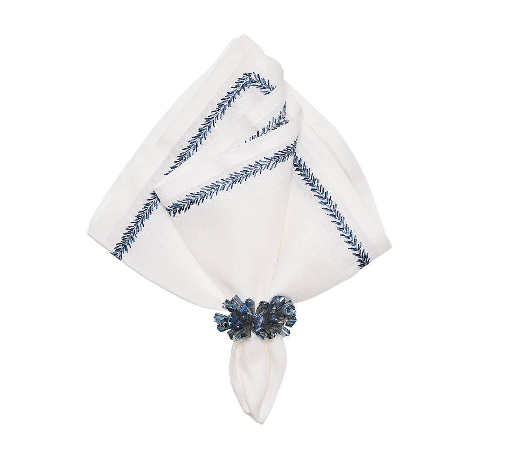 Jardin Napkin in White & Blue, Set of 4