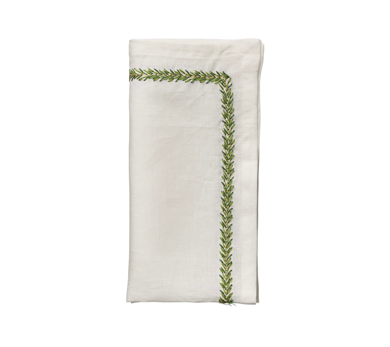 Jardin Napkin in White & Green, Set of 4