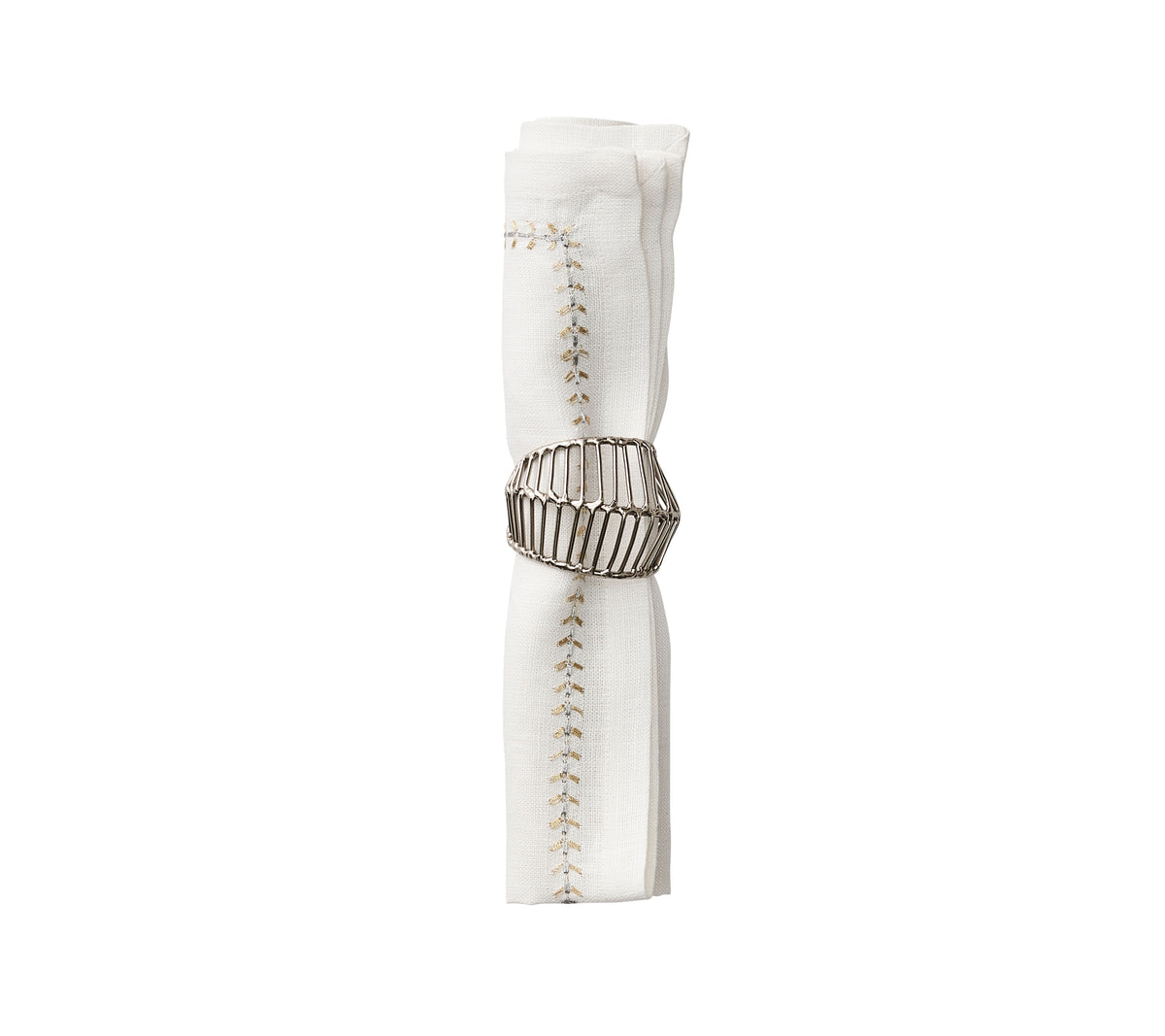Jardin Napkin in White & Silver, Set of 4