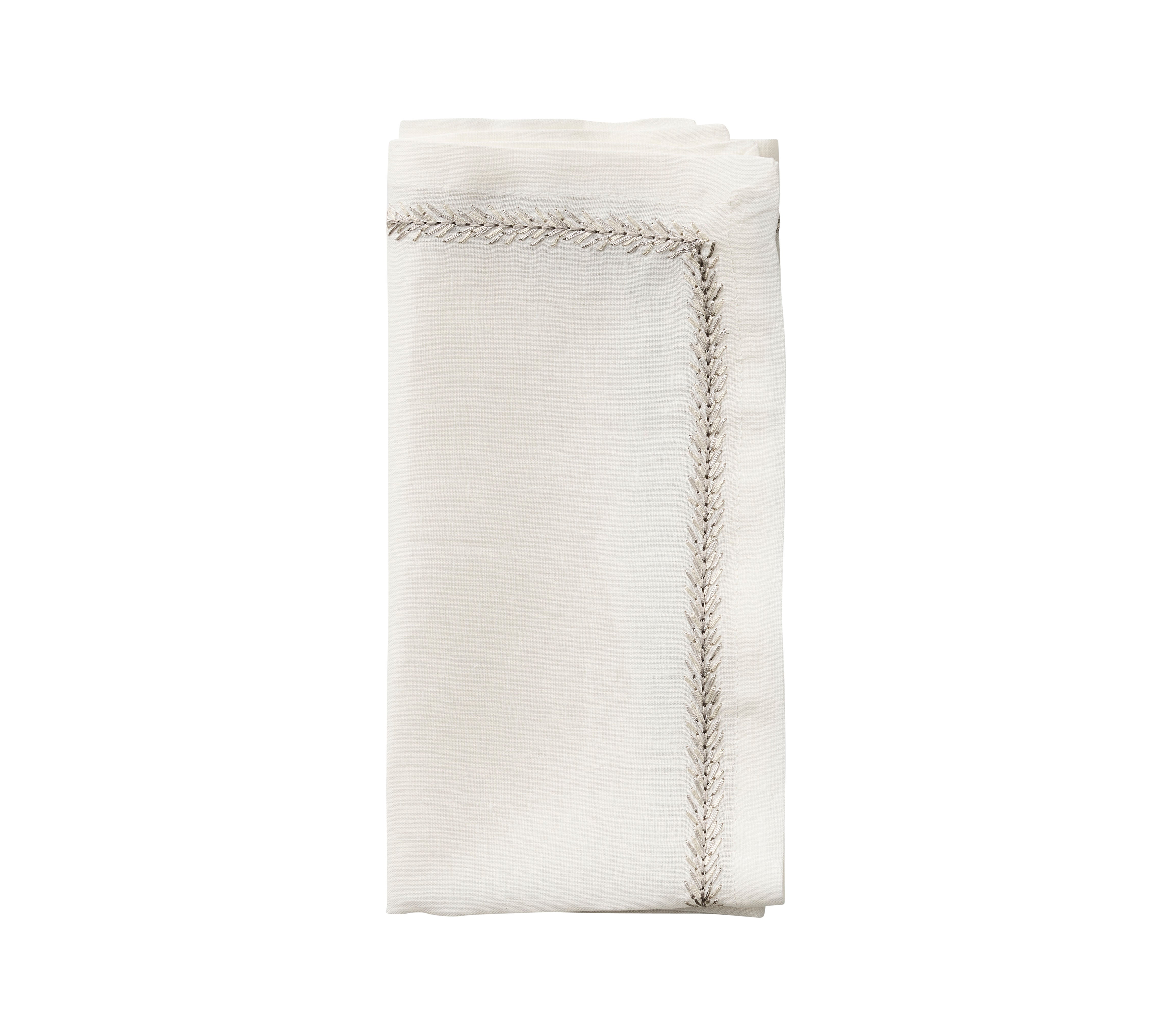 Jardin Napkin in White & Silver, Set of 4