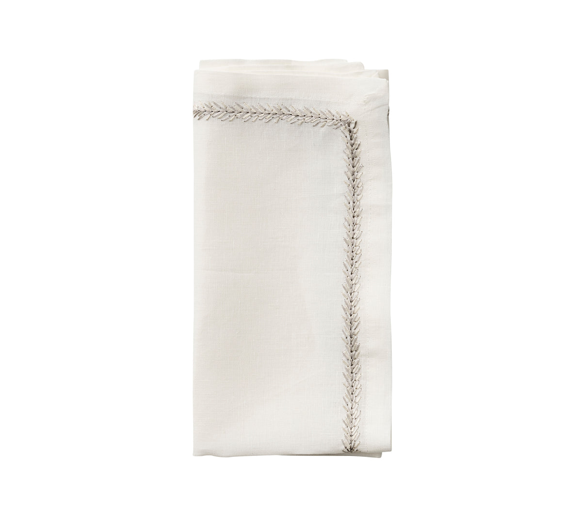 Jardin Napkin in White & Silver, Set of 4