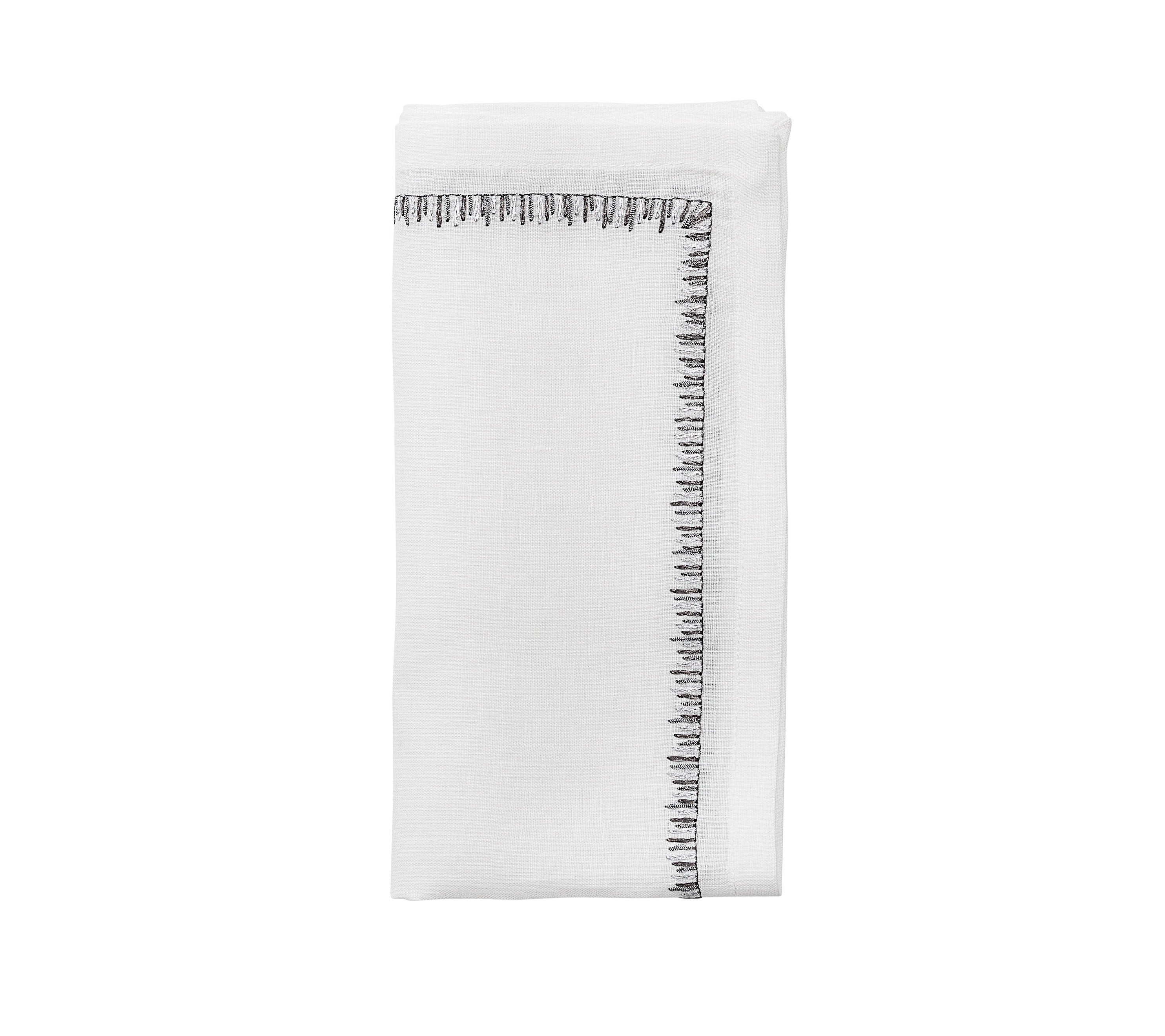 Filament Napkin in White, Silver & Gunmetal, Set of 4