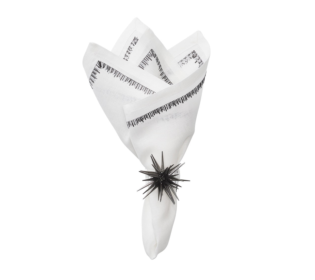 Filament Napkin in White, Silver & Gunmetal, Set of 4