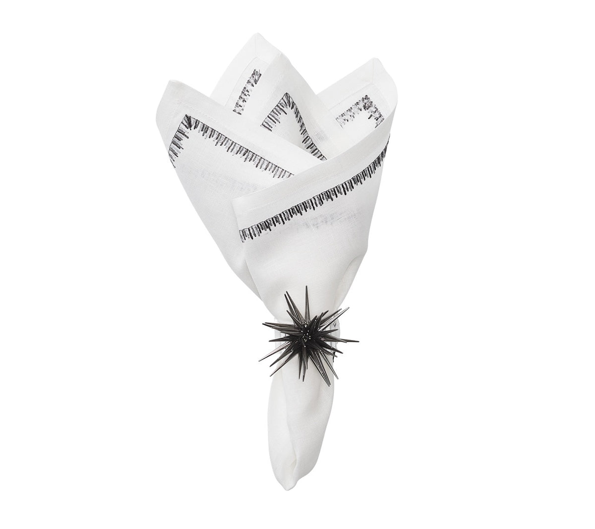 Filament Napkin in White, Silver & Gunmetal, Set of 4