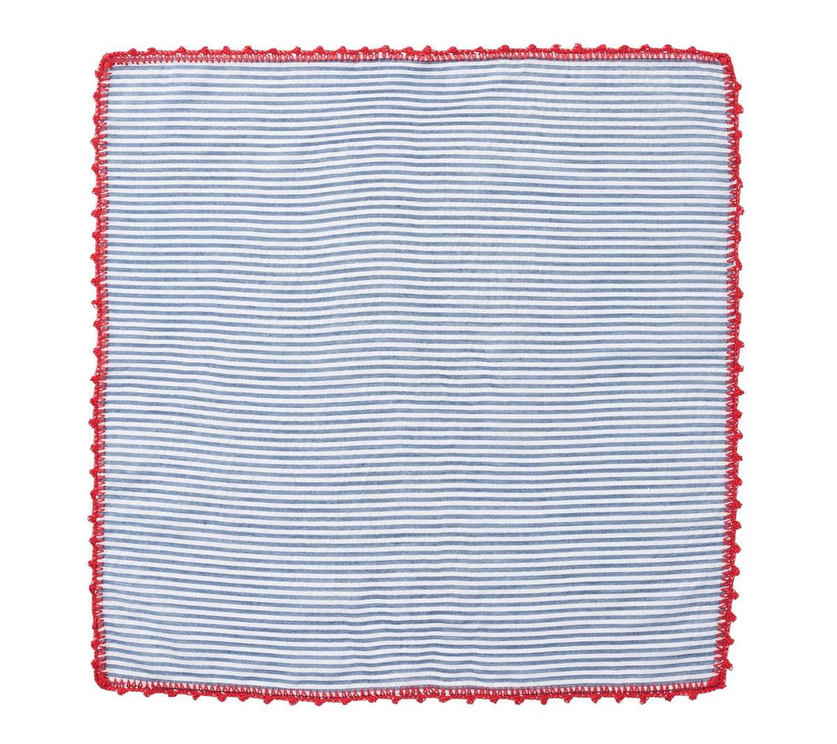 Seersucker Napkin in Navy & Red, Set of 4