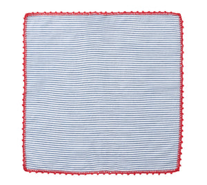 Seersucker Napkin in Navy & Red, Set of 4