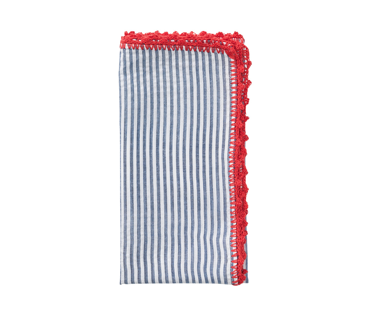 Seersucker Napkin in Navy & Red, Set of 4