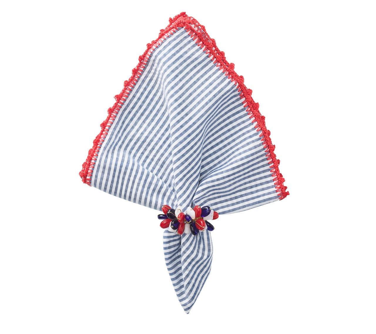 Seersucker Napkin in Navy & Red, Set of 4