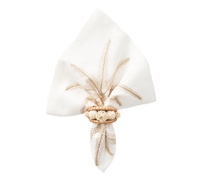 Palm Coast Napkin in White & Natural & Gold, Set of 4