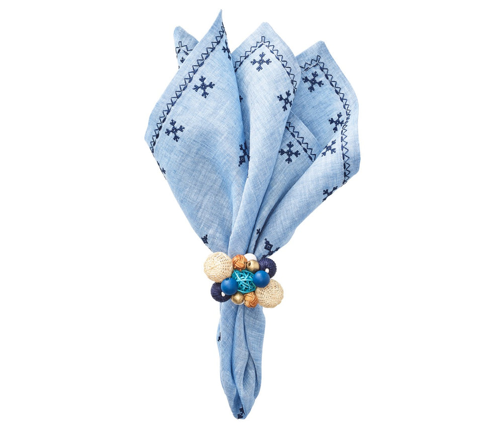 Fez Napkin in Periwinkle & Navy, Set of 4